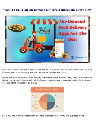 Want To Build An On-Demand Delivery Application? Learn How