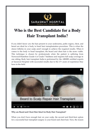 Who is the Best Candidate for a Body Hair Transplant India?