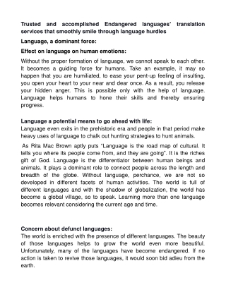 Endangered languages translation services