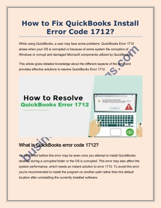 How to fix and Resolve QuickBooks Error 1712?