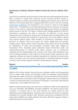 Synchronous Condenser Research Market Forecast By End-use Industry 2021-2030
