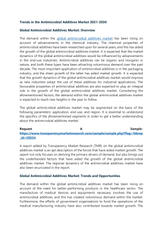 Trends in the Antimicrobial Additives Market 2021-2030