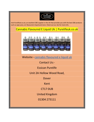 Cannabis Flavoured E Liquid Uk Purelifeuk.co.uk