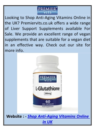 Shop Anti-aging Vitamins Online in UK Premiervits.co.uk