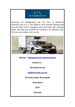 Refrigerated Van Rental Brisbane | Slrrentals.com.au