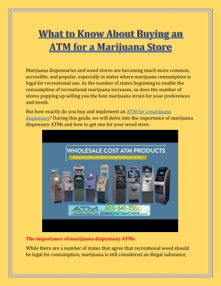 What to Know About Buying an ATM for a Marijuana Store