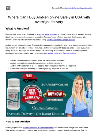 Where Can I Buy Ambien online Safely in USA with overnight delivery