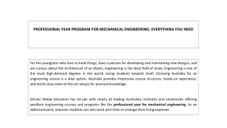 Professional Year for Mechanical Engineering