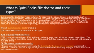 What is QuickBooks file doctor and their types
