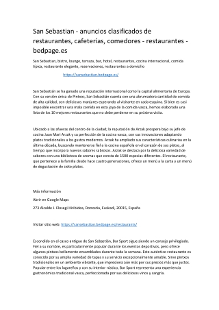 San Sebastian - anuncios clasificados de restaurantes, cafeterías, comedores - restaurantes - bedpage.es-converted
