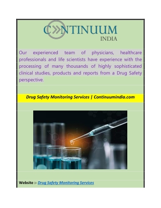 Drug Safety Monitoring Services  Continuumindia