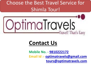 Choose the Best Travel Service for Shimla Tour!