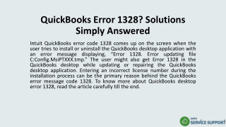 QuickBooks Error 1328? Solutions Simply Answered