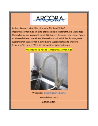 Mischbatterie Küche  Arcorawasserhahn.de