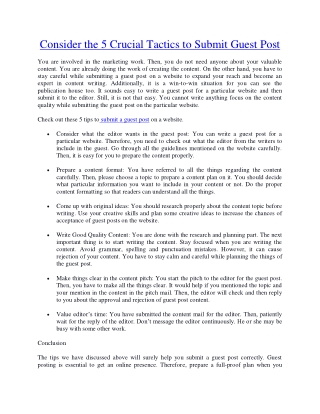 Consider the 5 Crucial Tactics to Submit Guest Post (1)