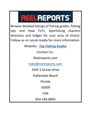 Top Fishing Guides | ReelReports.com