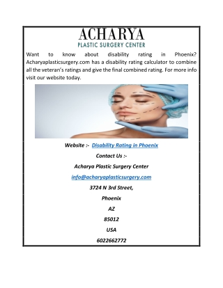 Disability Rating in Phoenix | Acharyaplasticsurgery.com