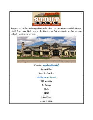 metal roofing utah | Stoutroofing.net