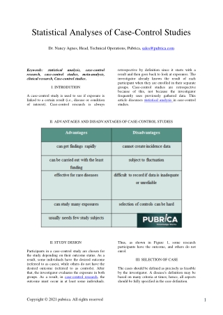 Statistical analyses of case-control studies - Pubrica