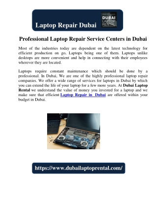 Professional Laptop Repair Service Centers in Dubai?