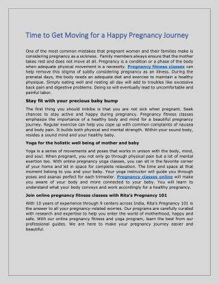 Time to Get Moving for a Happy Pregnancy Journey