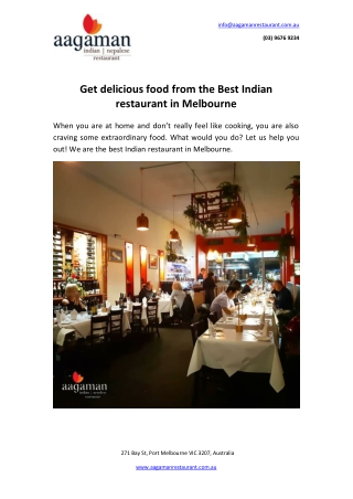 Get delicious food from the best Indian restaurant in Melbourne