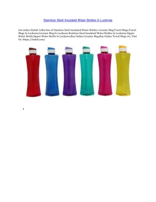 Stainless Steel Insulated Water Bottles In Lucknow