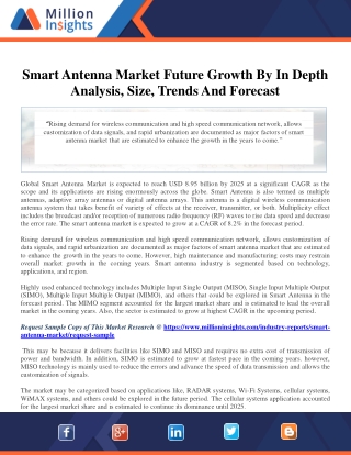 Smart Antenna Market Future Growth By In Depth Analysis, Size, Trends And Foreca