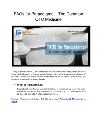 FAQs for Paracetamol - The Common OTC Medicine