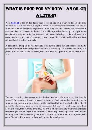 What Is Good For My Body -An Oil or A Lotion