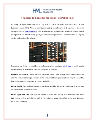 4 Factors to Consider for Ideal Tire Pallet Rack