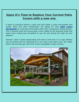 What Signs to Look for During the Installation of New Patio Covers
