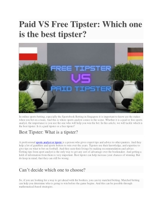 Paid VS Free Tipster Which one is the best tipster