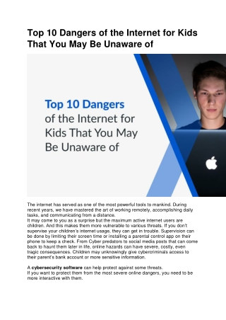 Top 10 Dangers of the Internet for Kids That You May Be Unaware of pdf