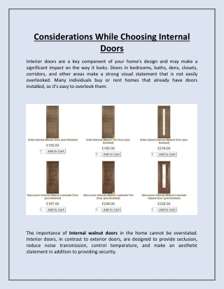 Considerations While Choosing Internal Doors