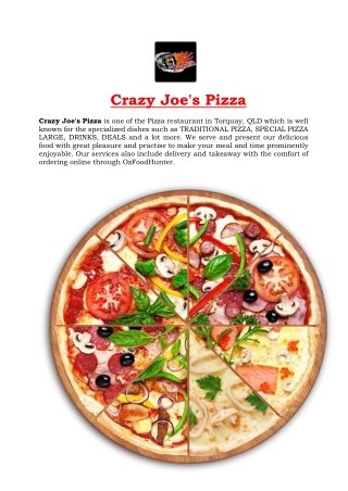 5% Off - Crazy Joe's Pizza Restaurant Menu Torquay, QLD