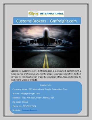 Customs Brokers | Gmfreight.com 