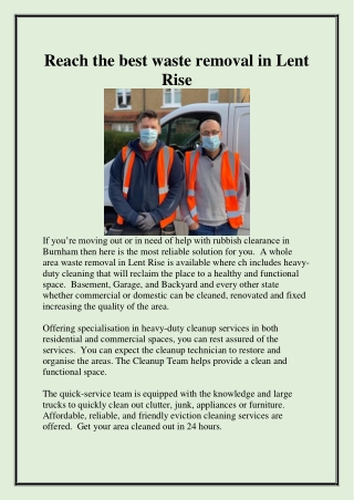 Reach the best waste removal in Lent Rise