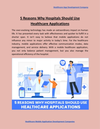 5 Reasons Why Hospitals Should Use Healthcare Applications