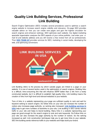 Quality Link Building Services, Professional Link Building