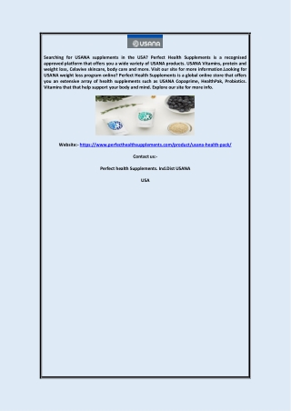USANA Healthpak  Perfecthealthsupplements.com