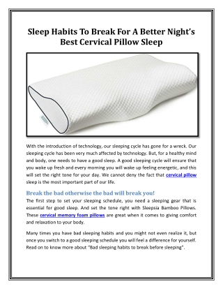 Sleep Habits To Break For A Better Night’s Best Cervical Pillow Sleep