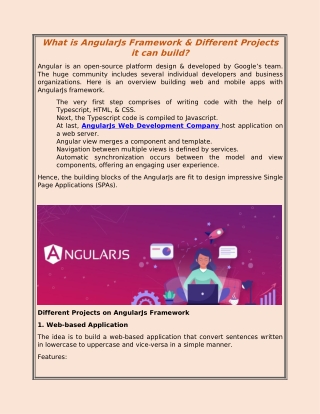 What is AngularJs Framework & Different Projects it can build?