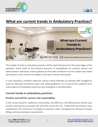 What are current trends in Ambulatory Practices?