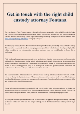 Get in touch with the right child custody attorney Fontana-13.5.21.