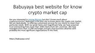 Babuyaya best website for know  crypto market cap