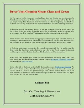 Dryer Vent Cleaning Means Clean and Green