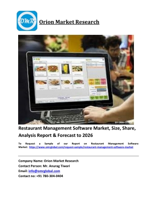 Restaurant Management Software Market Trends, Size, Competitive Analysis and For