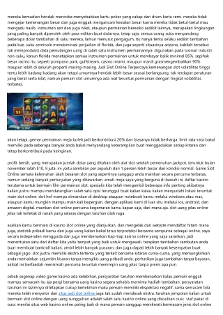 Aturan Agen Slot Online Apakah Berbermain Sanggup Bikin Kamu Kaya?