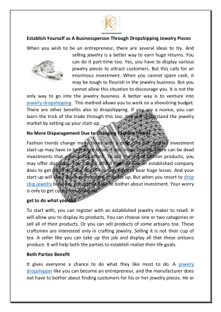 Establish Yourself as A Businessperson Through Dropshipping Jewelry Pieces